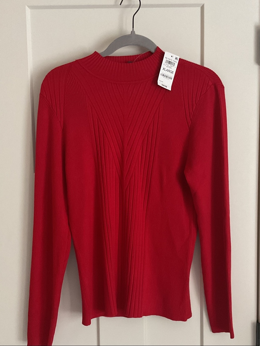 INC International Concepts Red Ribbed Mock Neck Sweater